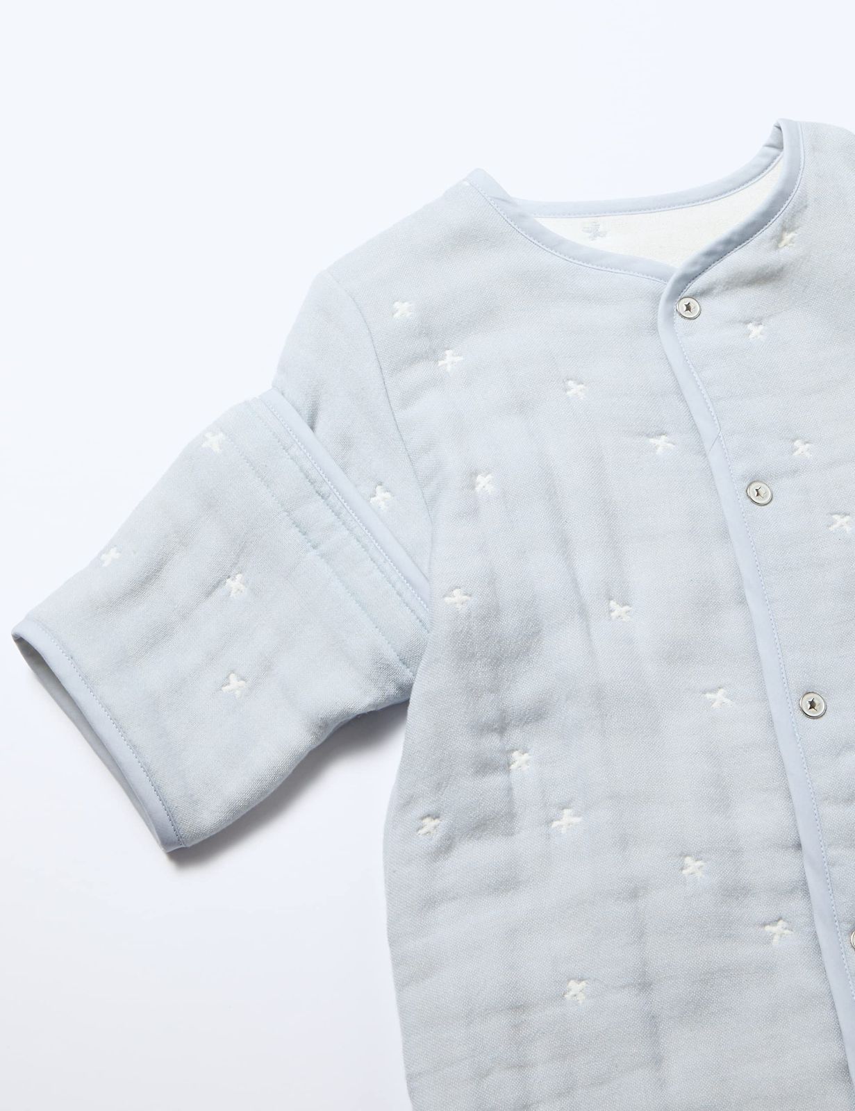 6 wayスリーパー ふくふくガーゼ 6重ガーゼ パウダーブルー 10 mois ディモワ