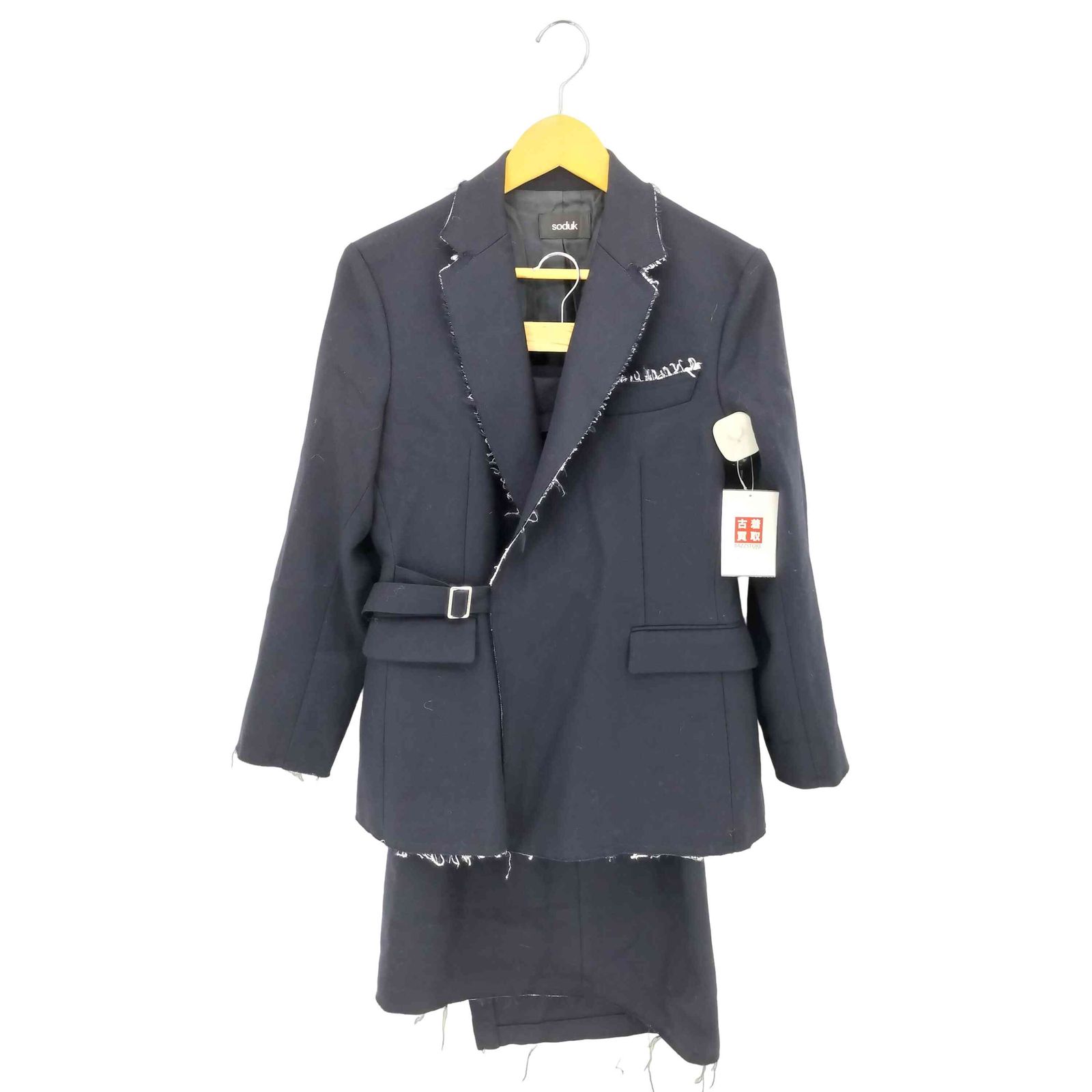 スドーク soduk collection 003 Fringe Finition Jacket | skirt フリンジフィニシオン ベルテッド テーラードジャケット アシンメトリー スカート セットア
