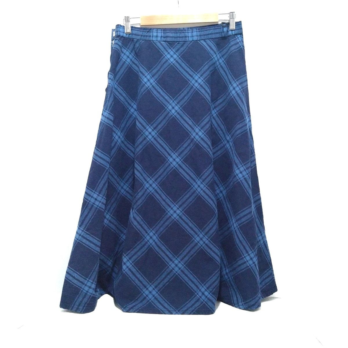 DAMAcollection ダーマコレクション ロングスカート サイズ73-97 レディース - ダークネイビー×ブルー マキシ丈|チェック柄