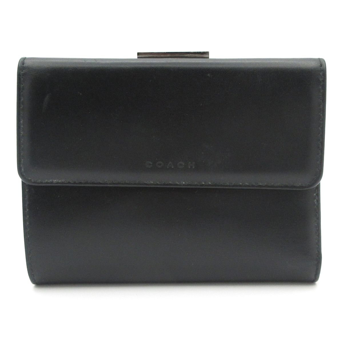 COACH コーチ 3つ折り財布 - 黒 がま口 レザー