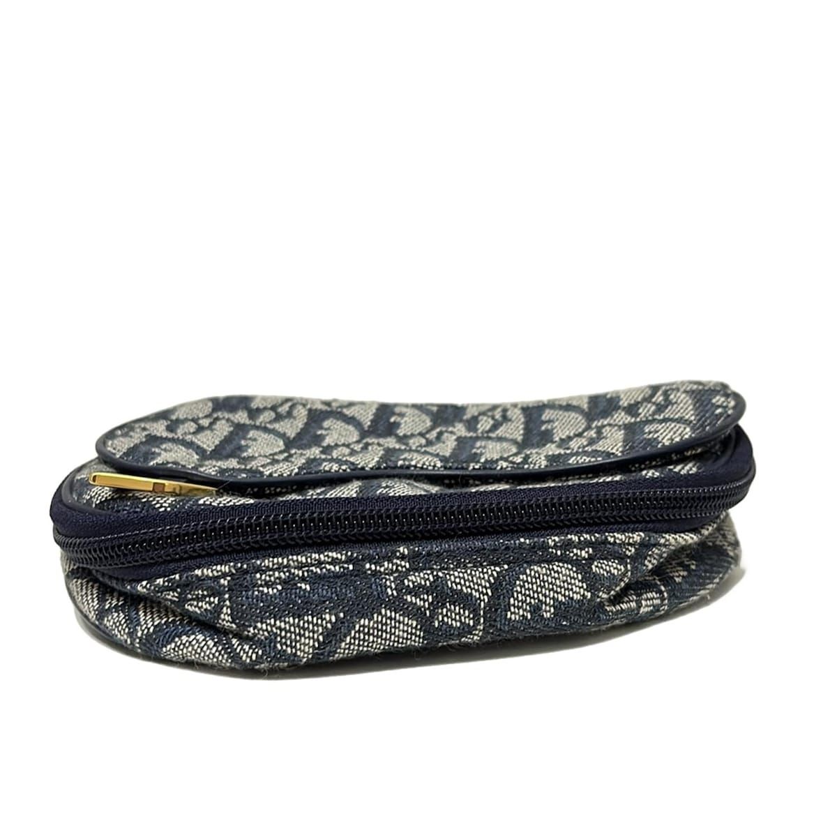  DIOR ChristianDior ディオール クリスチャンディオール ポーチ ロゴグラム サドル ネイビー×ブルー レザー ポーチ バッグ