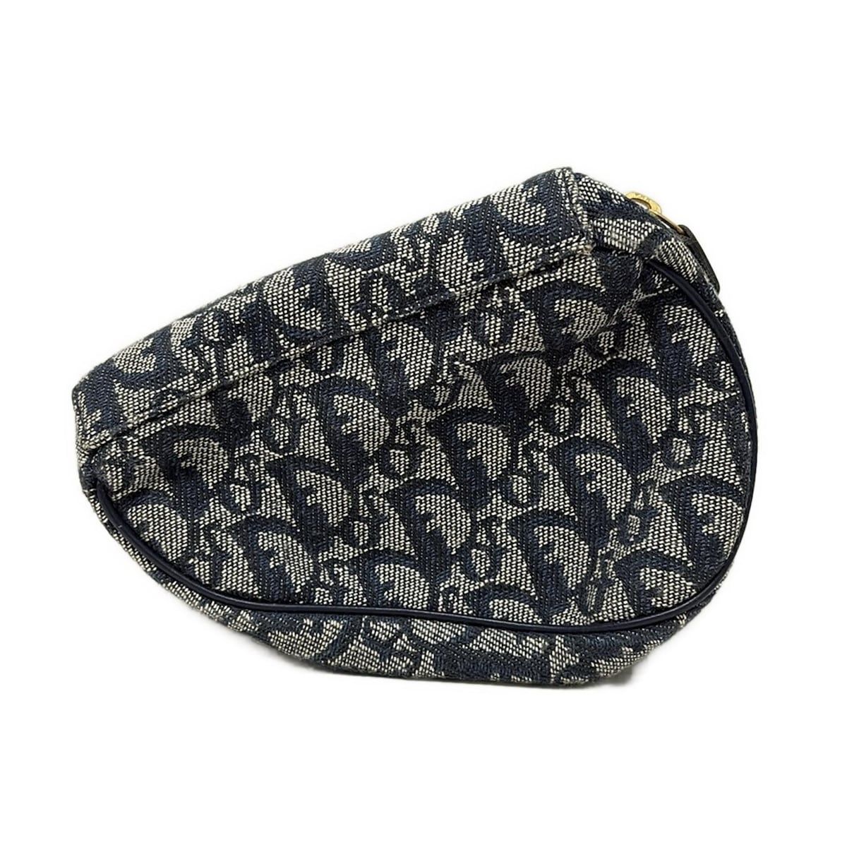 DIOR ChristianDior ディオール クリスチャンディオール ポーチ ロゴグラム サドル ネイビー×ブルー レザー