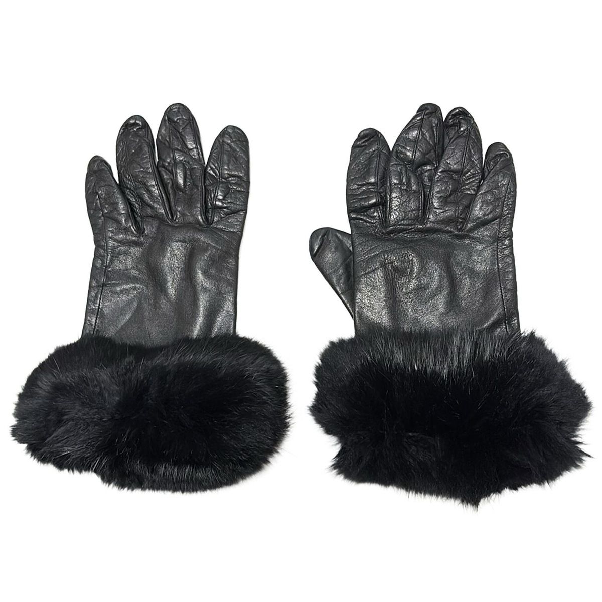 Chloe クロエ 手袋 黒 レザー ファー