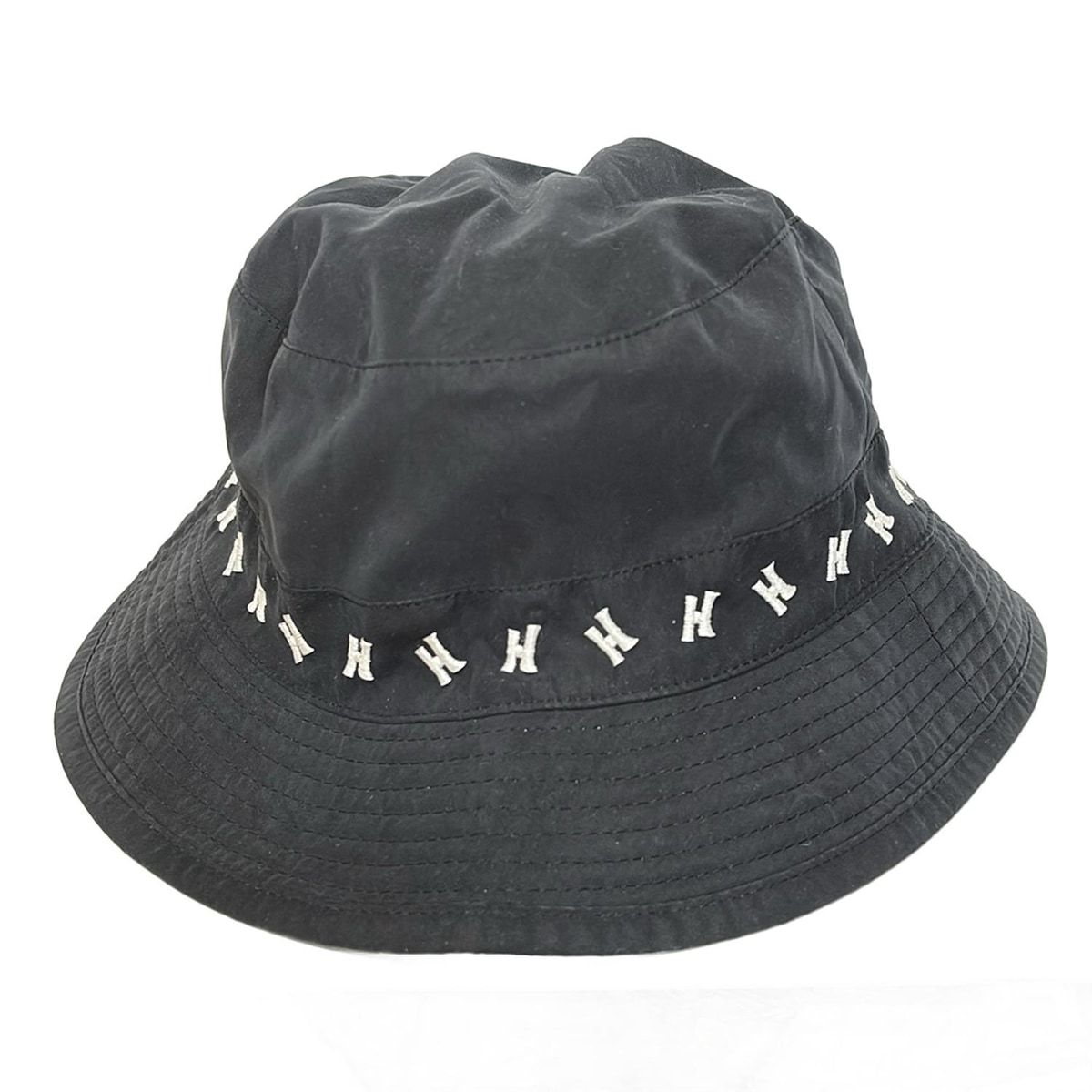 HERMES エルメス ハット 59 黒 白 H柄