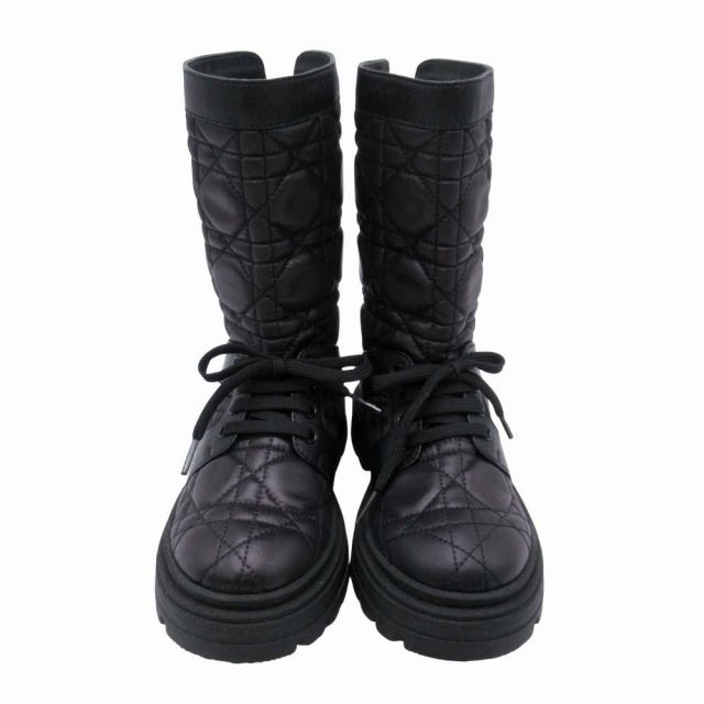 22 aw ベビーディオール baby Dior カナージュステッチ キルティング ブーツ バックジップ テクニカルファブリック シューズ 靴 27 17.0 cm 黒 ブラック T 71 キッズ ガールズ 子供靴 11