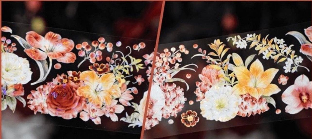 贝壳光 5.8cm×10m 红妆芳华 海外マスキングテープ 海外マステ 花