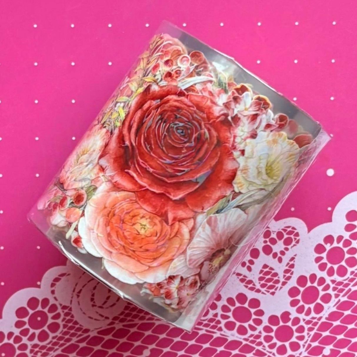 贝壳光 5.8cm×10m 红妆芳华 海外マスキングテープ 海外マステ 花