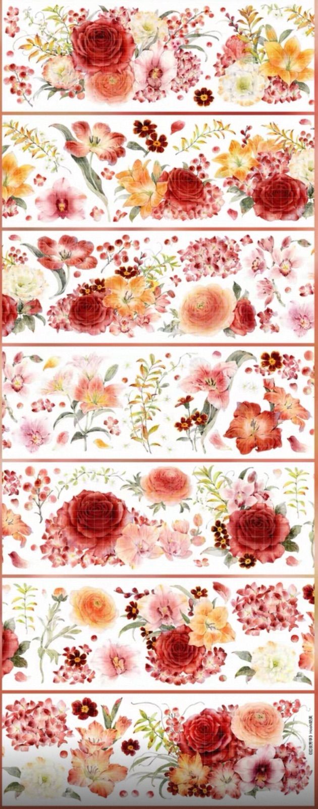 贝壳光 5.8cm×10m 红妆芳华 海外マスキングテープ 海外マステ 花