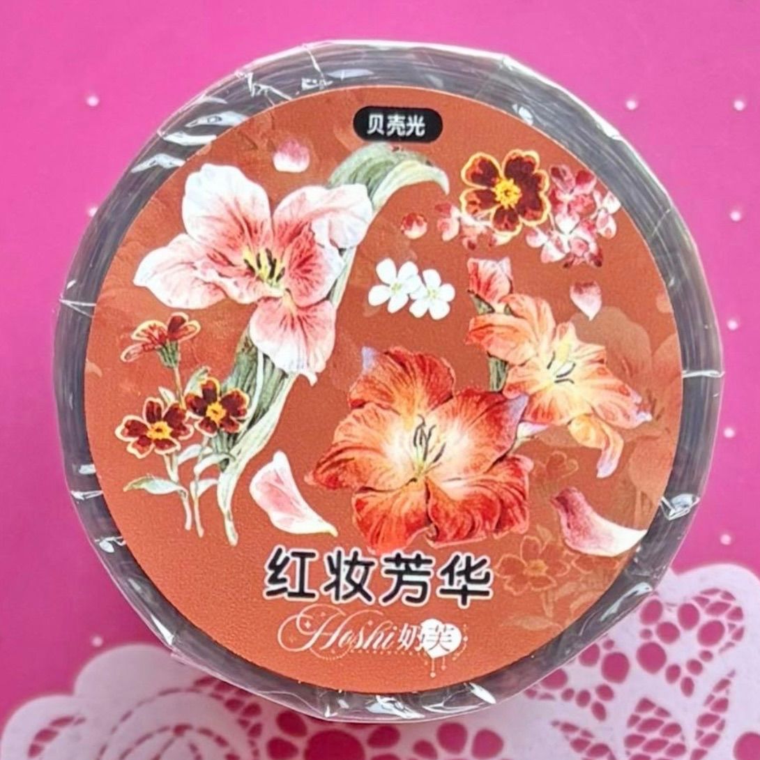 贝壳光 5.8cm×10m 红妆芳华 海外マスキングテープ 海外マステ 花
