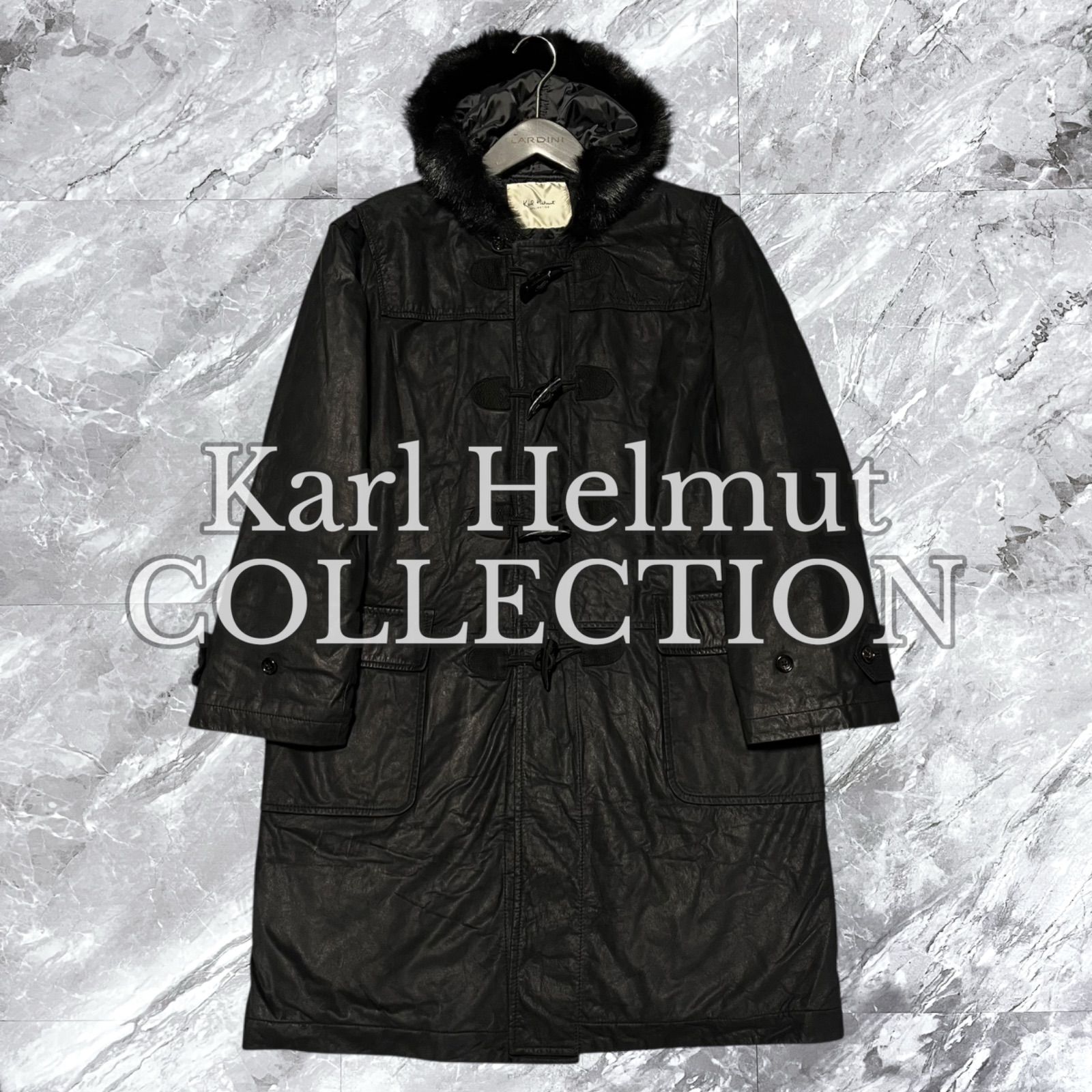 Karl Helmut COLLECTION カールヘルム ダッフルコート オールレザー 牛革 本革 キルティング 裏地 トグルボタン ブラック 黒色 フリーサイズ 表記なし