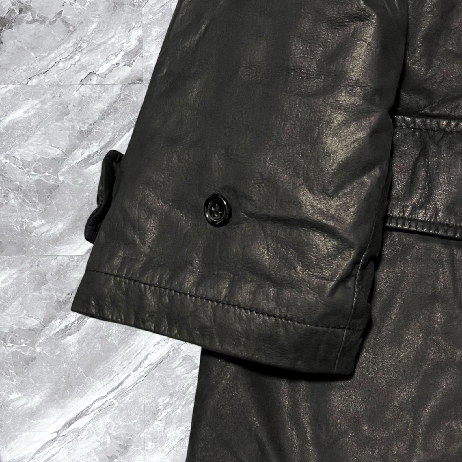 Karl Helmut COLLECTION カールヘルム ダッフルコート オールレザー 牛革 本革 キルティング 裏地 トグルボタン ブラック 黒色 フリーサイズ 表記なし