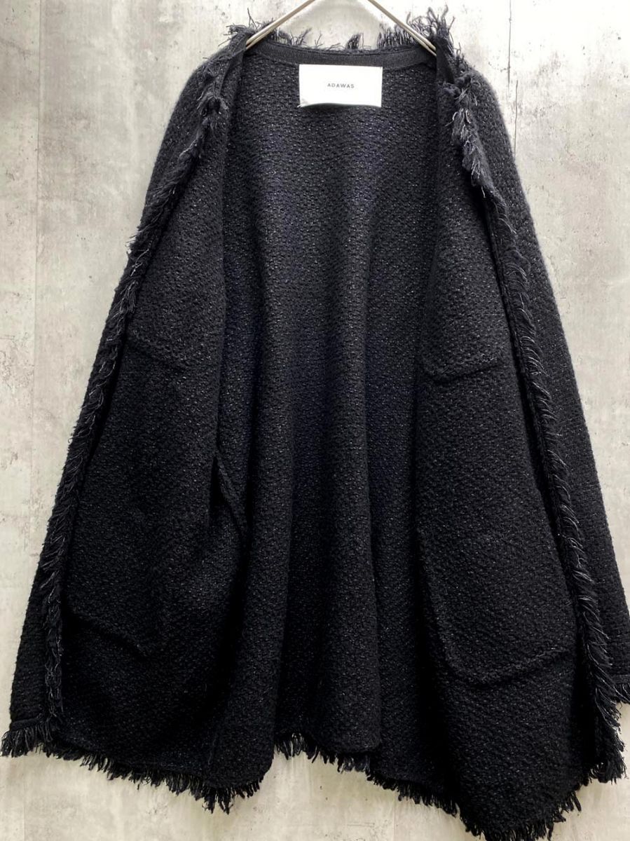 ADAWAS アダワス ニットツイード4ポケット ジャケット sizeF/黒