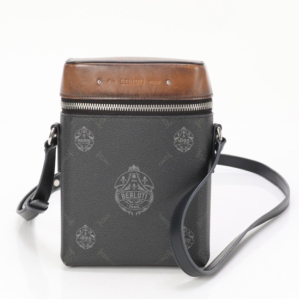 美品 ベルルッティ レザー シグネチャー キャンバス ショルダーバッグ