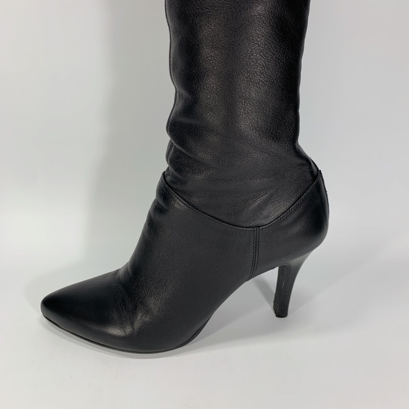 【極美品】◾️銀座カネマツ◾️ロングブーツ◾️バックジップ◾️ゴールド金具◾️レザー◾️自立 美品◯ 銀座かねまつ ニーハイブーツ ロングブーツ レザー 2way