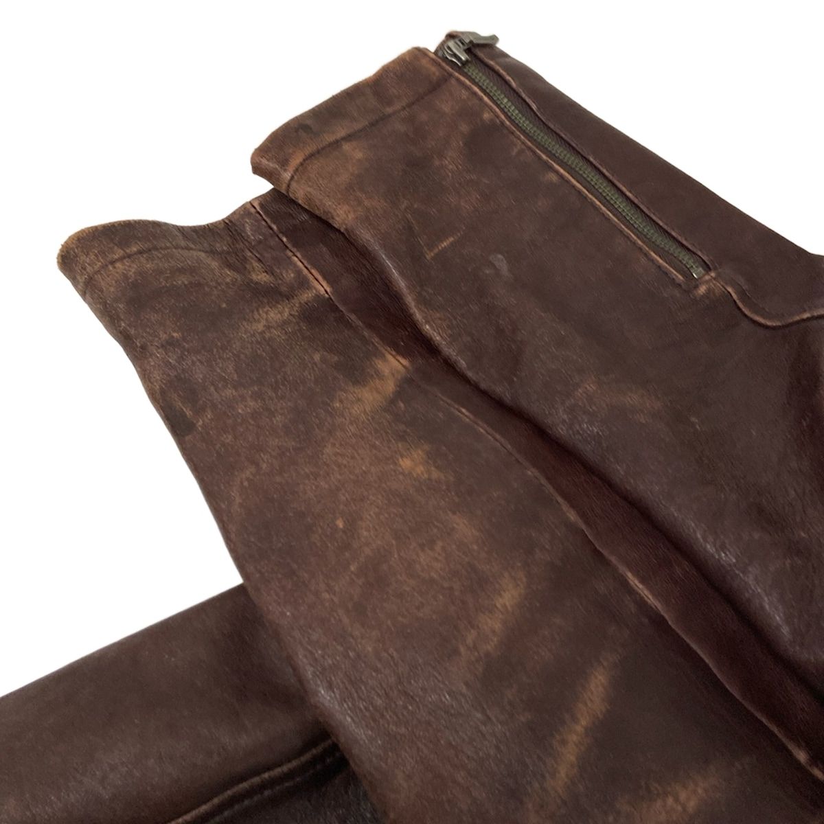 ダークブラウン 長袖|レザー|ジップアップ|オールシーズン