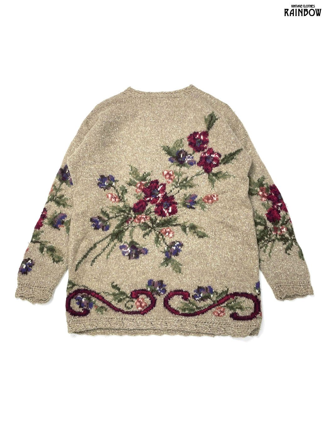 古着 Laura Ashley ローラアシュレイ 花柄 長袖 ニット セーター