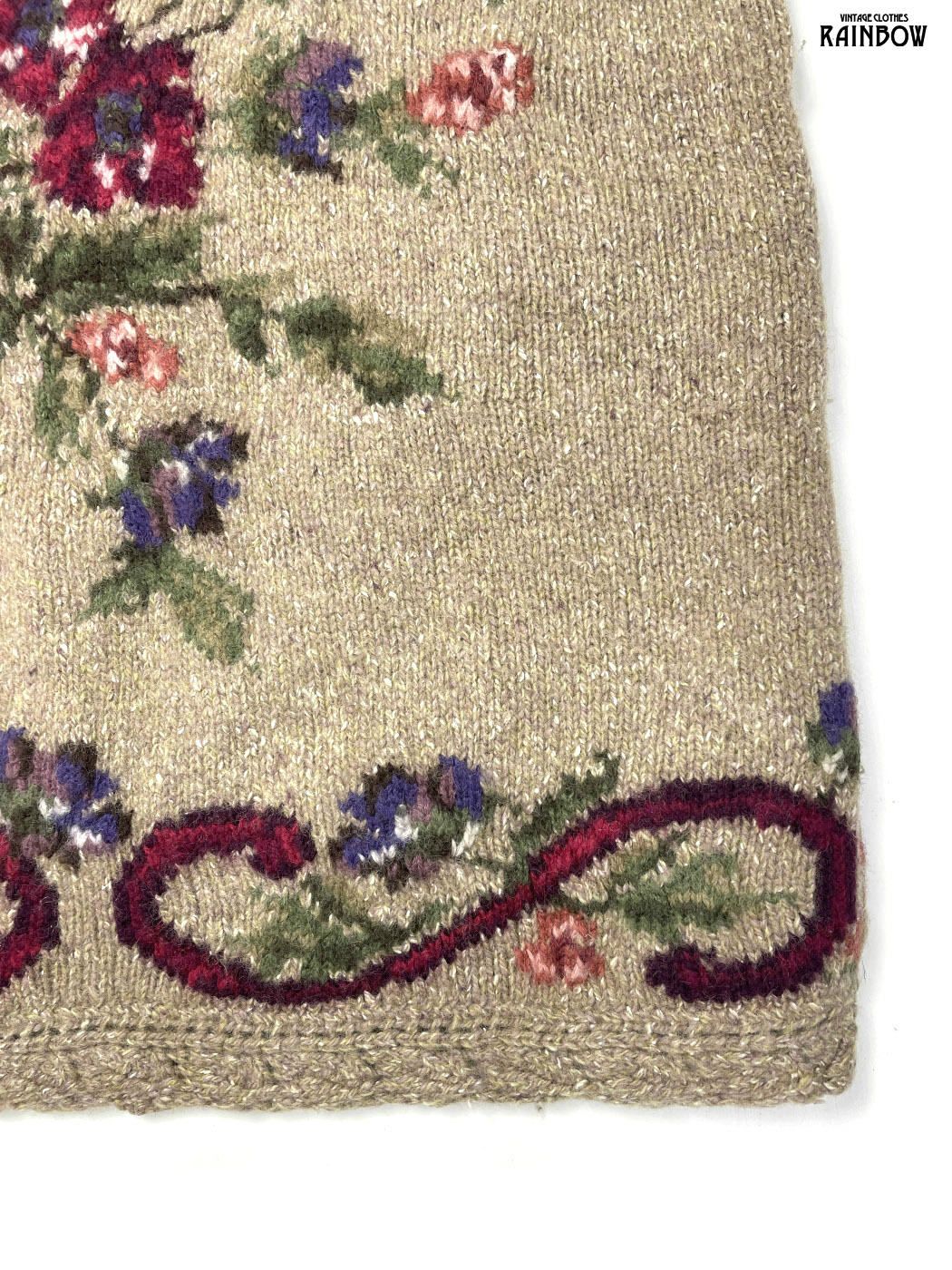 古着 Laura Ashley ローラアシュレイ 花柄 長袖 ニット セーター