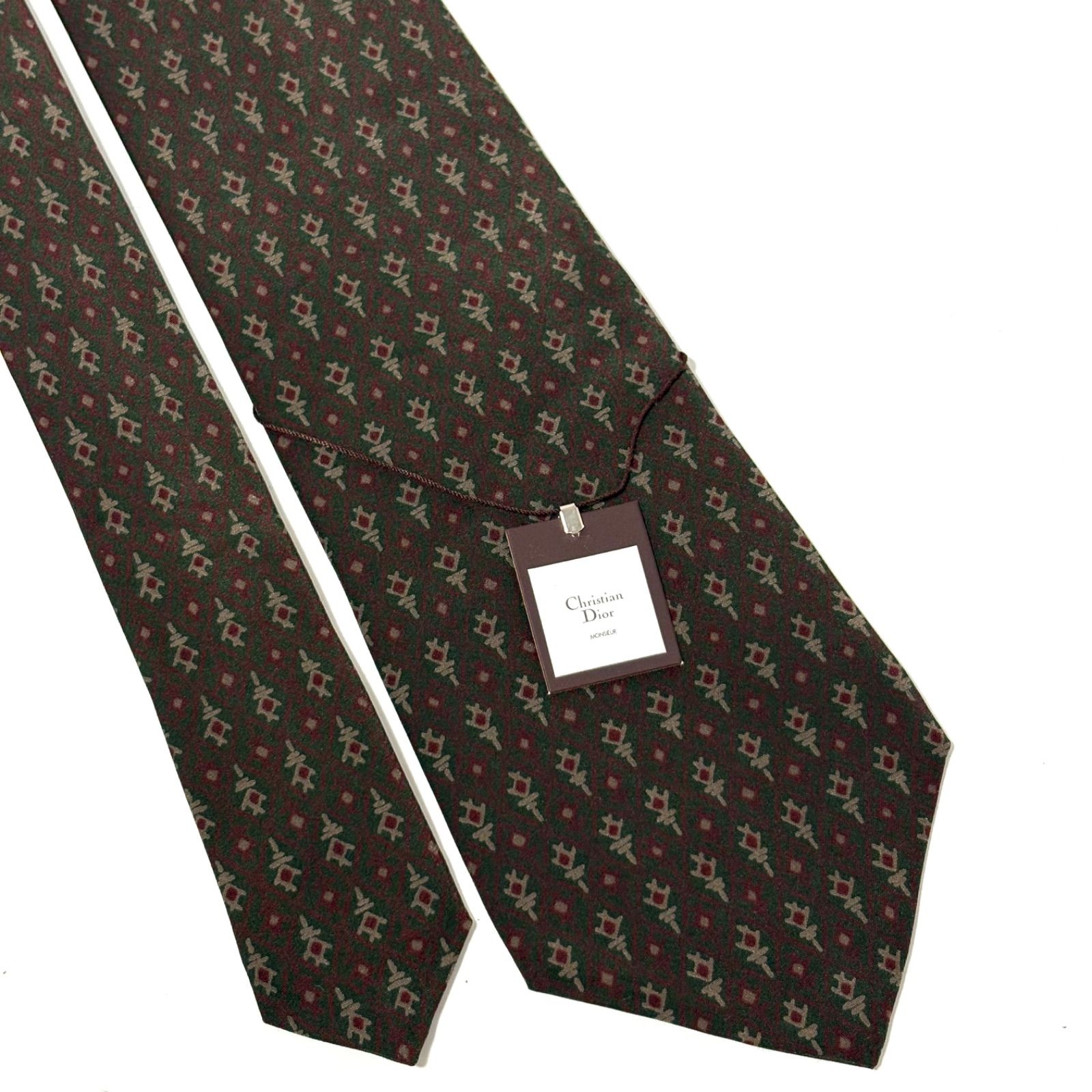 未使用・タグ付き✨クリスチャンディオール ネクタイ 深緑、茶 - メルカリ