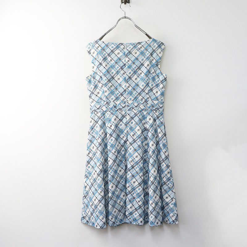 トッカ TOCCA ZELLIGE ドレス 6＼ホワイト ブルー ワンピース カット