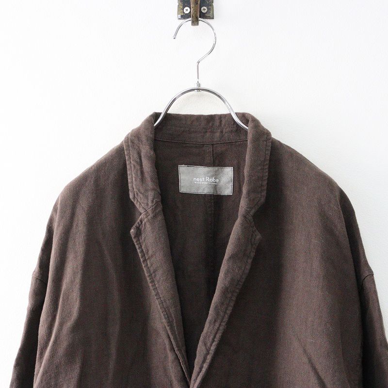 2022AW ネストローブ nest Robe ブラックリネン ロングジャケット F