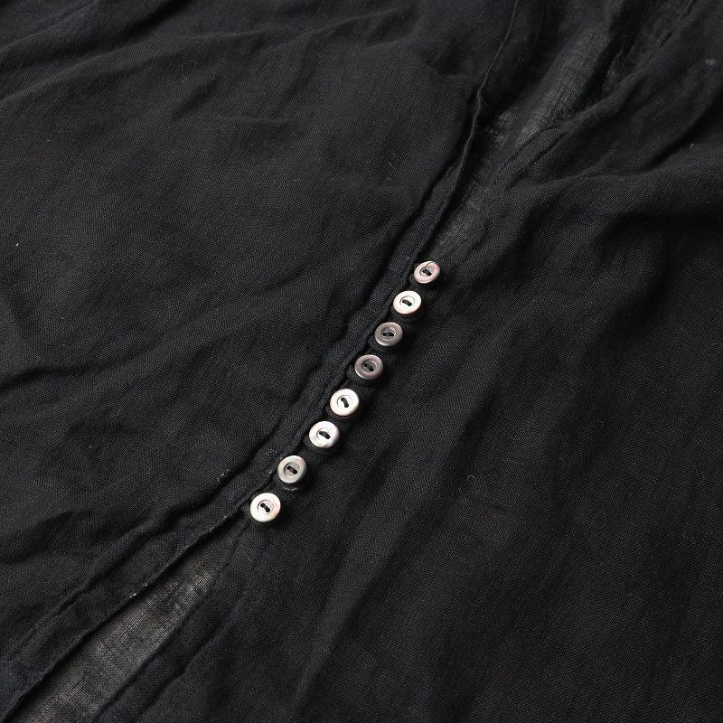 リネン近江晒しプチフリルチュニック F‖ブラック