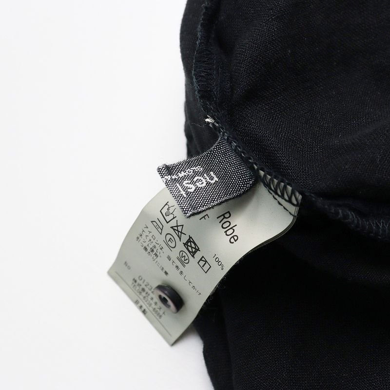  2025 SS ネストローブ nest Robe リネン近江晒しプチフリルチュニック F‖ブラック トップス カーディガン 羽織り 前開き チュニック トップス