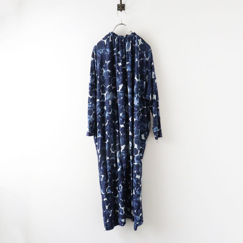 2021 AW ミナペルホネン mina perhonen le lac カットソーワンピース 36 ネイビー コットン フリル ドレス