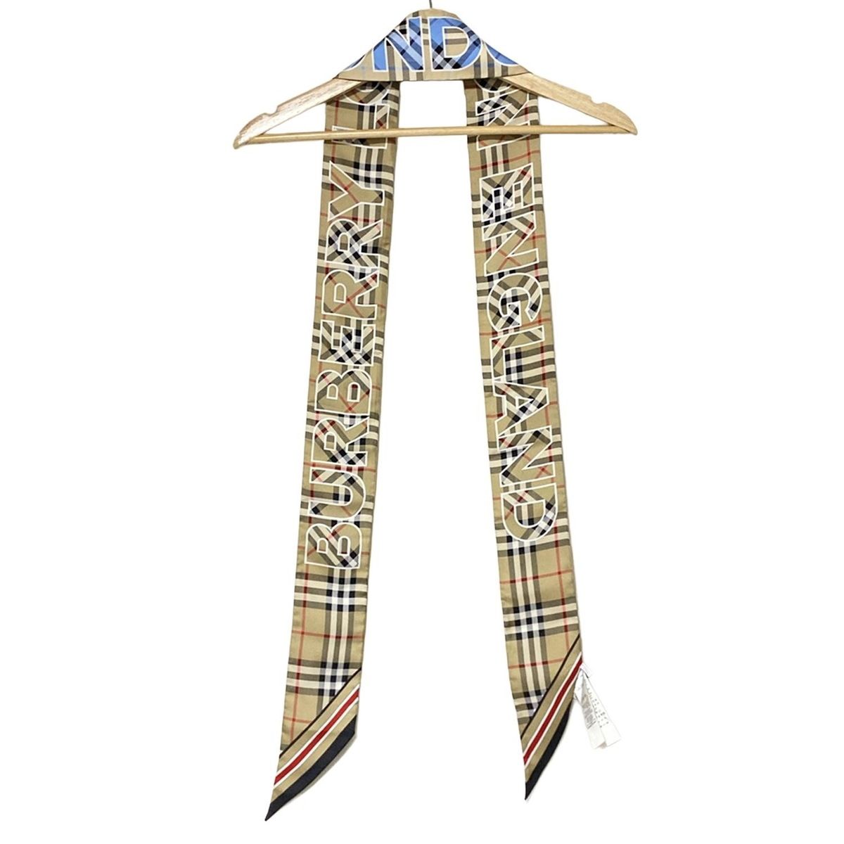 BURBERRY LONDON ENGLAND バーバリーロンドンイングランド スカーフ ベージュ 黒 マルチ リボンスカーフ チェック柄