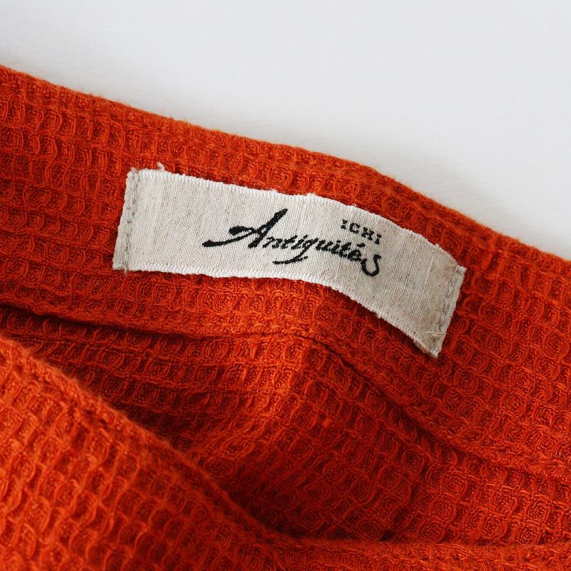 リネンワッフルワンピース ｜オレンジ