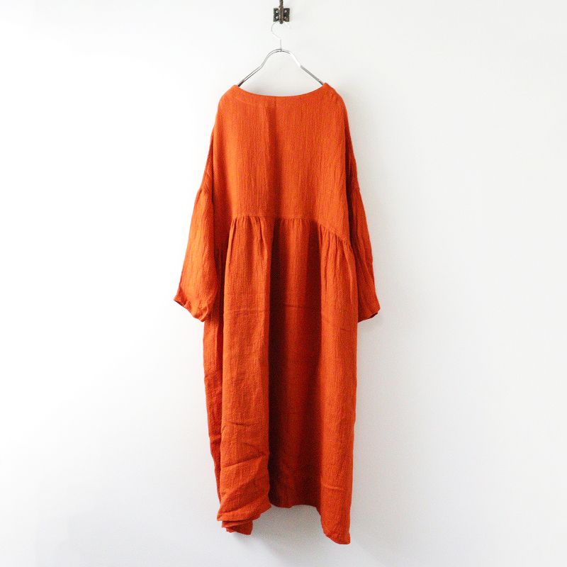 イチアンティークス ICHI Antiquites リネンワッフルワンピース オレンジ トップス ドレス ノー