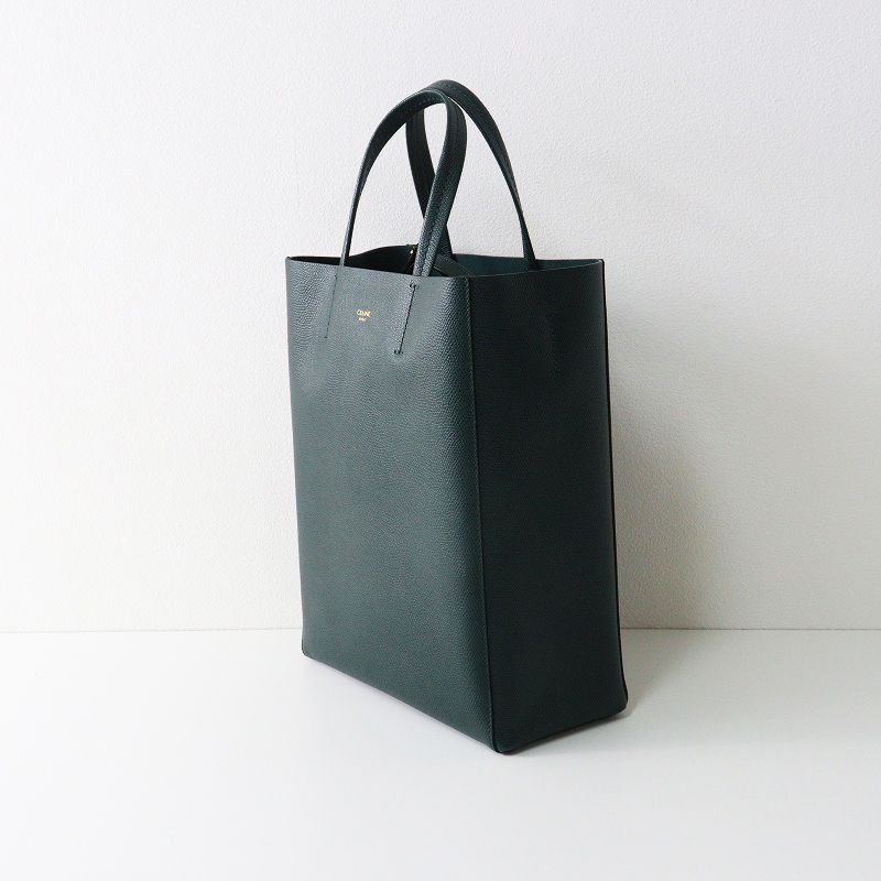 極美品 セリーヌ CELINE バーティカル カバ スモール＼グリーン レザー