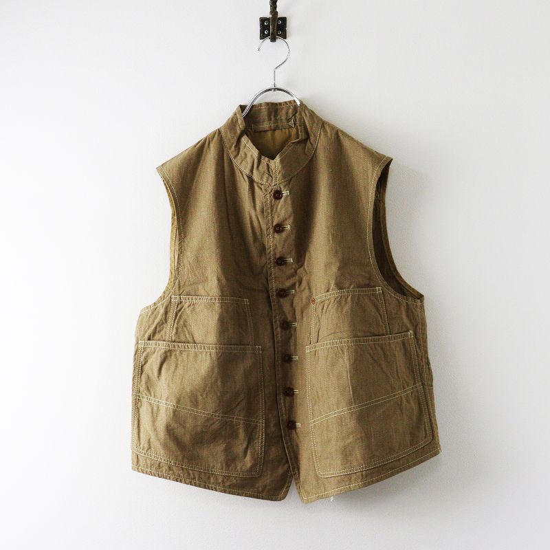 メンズ 2025 AW フォーティーファイブアール 45 R 撚杢平のニームベスト MEN 4｜ベージュ ノースリーブ 羽織り