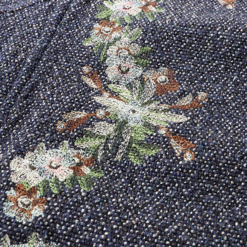  45 R フォーティーファイブアール 刺繍 ニコミコツイードのお花 スモックドレス インディゴ 0 ネイビー┃ 軽量素材 シフォン素材 その他 その他