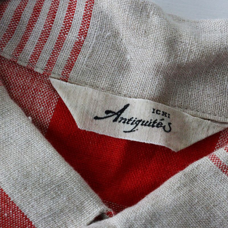  イチアンティークス ICHI Antiquites リネン チェック シャツ ワンピース レッド ベージュ ドレス その他 その他