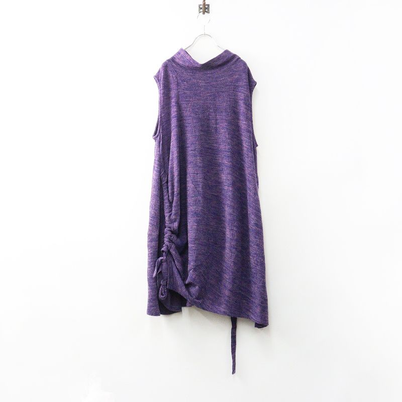 センソユニコ 慈雨 ジウ Sensounico ウールニットハイネックノースリーブワンピース 40 パープル たくし上げ