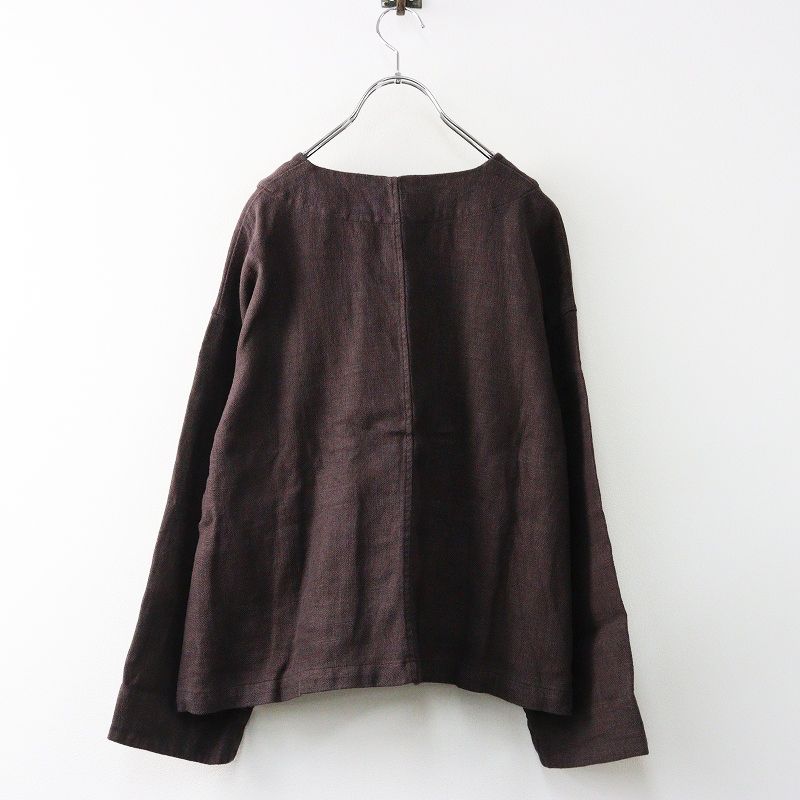 2025 AW 定価3.5万 ネストローブ nest Robe ヘビーリネンノー ジャケット F‖ブラウン アウター 上着 羽織り