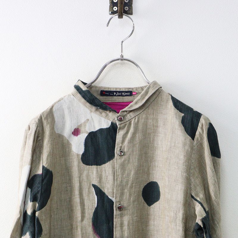 パラスパレス Pal'las Palace 花柄リネンスタンドカラーシャツ