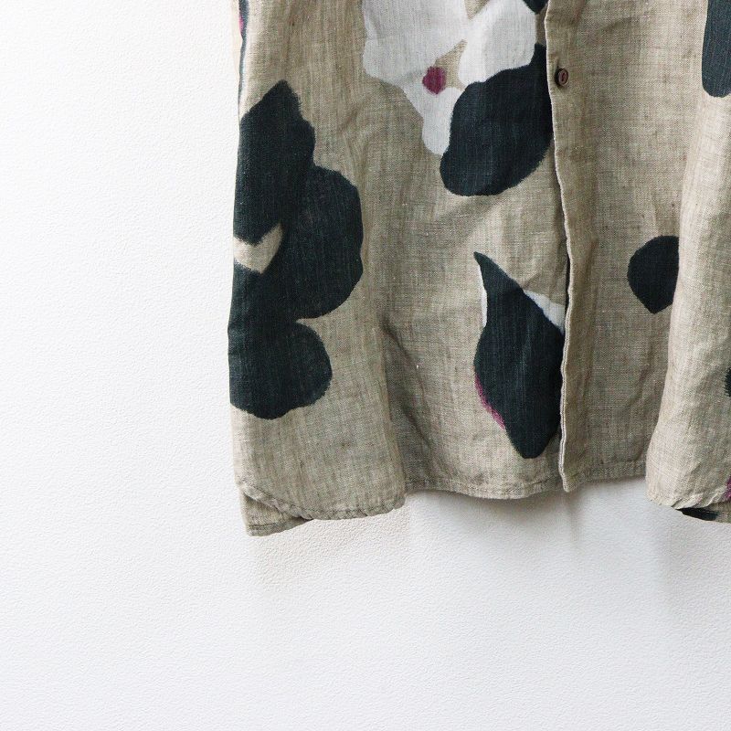 パラスパレス Pal'las Palace 花柄リネンスタンドカラーシャツ