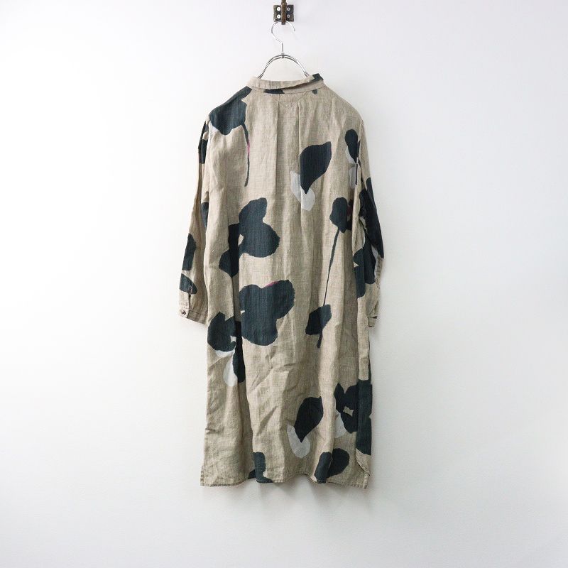 パラスパレス Pal'las Palace 花柄リネンスタンドカラーシャツ