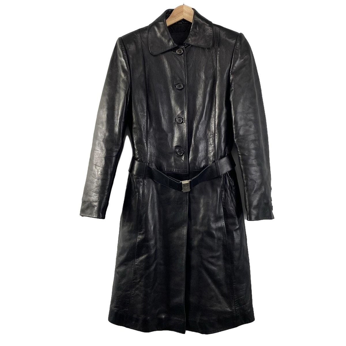 PRADA(プラダ) コート サイズ40 M レディース - 黒 長袖/レザー/肩