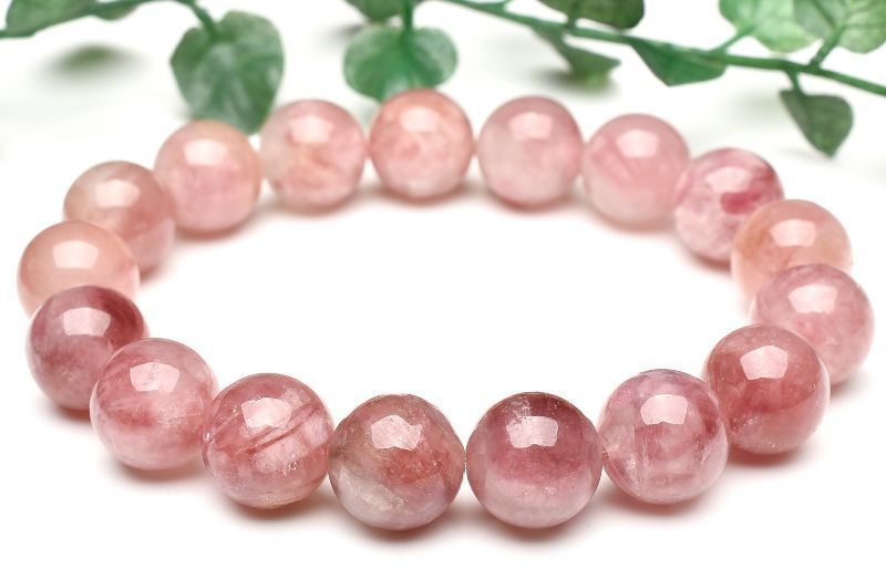 【１点物】シリカ共生 ピンクトルマリン　11.5mm　ブレスレット パワーストーン 天然石 _U8100