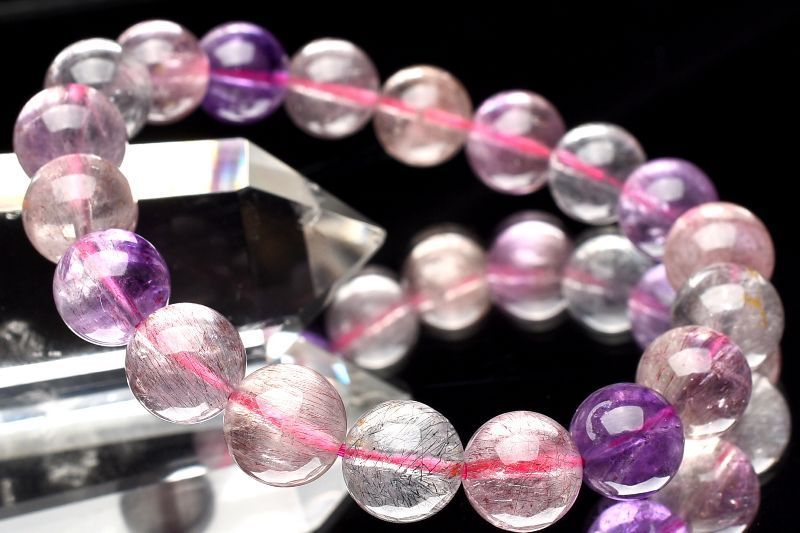 １点物 上質 マルチカラー スーパーセブン 10 mm ブレスレット パワーストーン 天然石 _U 8150