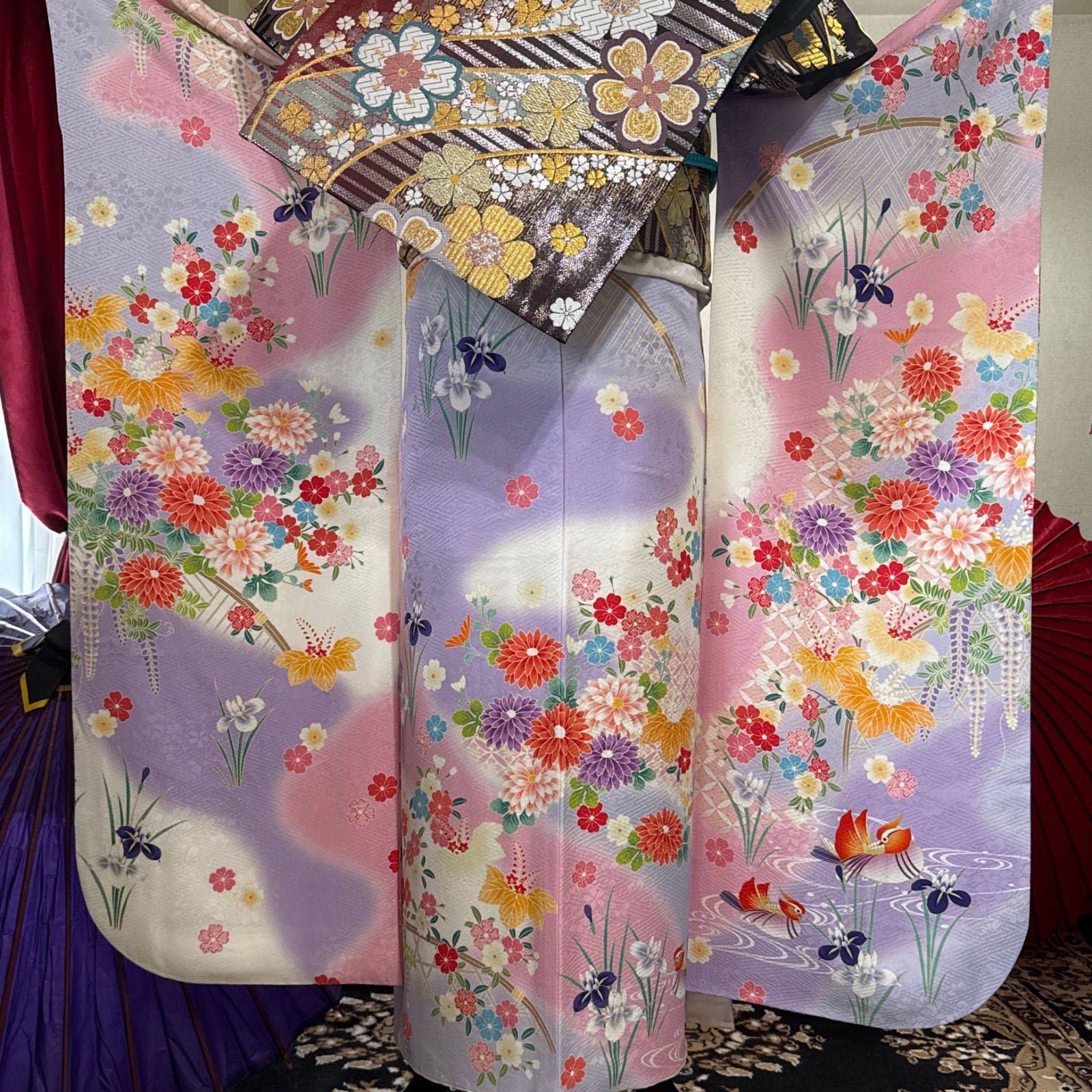 振袖袋帯セット 正絹 逸品 古典柄 長襦袢付き