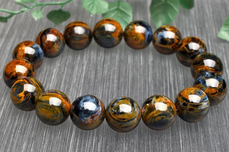 【１点物】嵐の石高品質 ピーターサイト　13mm　ブレスレット パワーストーン 天然石 _U8167