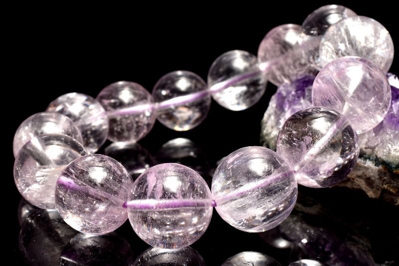 １点物 透明繊維状クラック 無垢 クンツァイト 15-15.5 mm ブレスレット パワーストーン 天然石 _MC 1551