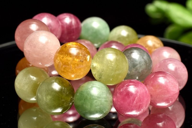 １点物 AAA パステルカラー MIXトルマリン 8.5 mm ブレスレット パワーストーン 天然石 _MC 1616