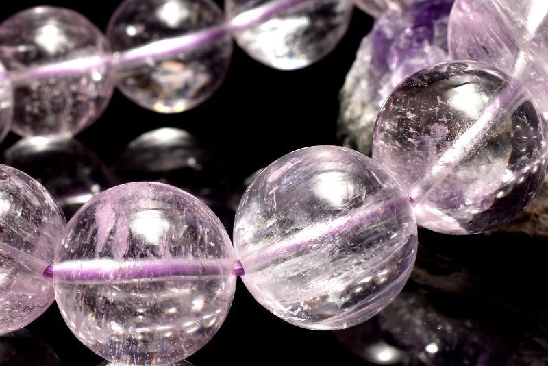 １点物 透明繊維状クラック 無垢 クンツァイト 15-15.5 mm ブレスレット パワーストーン 天然石 _MC 1551