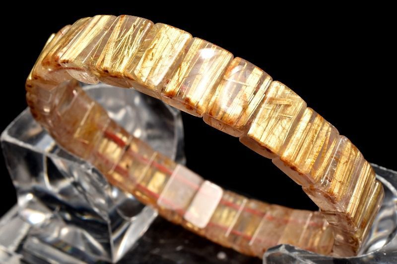 １点物 数量 迫力金針 ゴールドタイチンルチルクォーツ 5 7 x 10 mm バングル パワーストーン 天然石 _MC 1744
