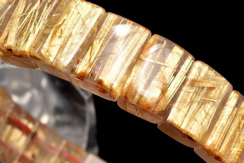 １点物 数量 迫力金針 ゴールドタイチンルチルクォーツ 5.5-7 x 10 mm バングル パワーストーン 天然石 _MC 1744