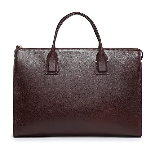 AKIYAMA ブリーフケース 防水 メンズ ビジネスバッグ 本革 レザー ミニ トート大容量 a 4対応 PC 通勤 ビジネス 自立 出張 ダークブラウン色 W 38×H 27×D 11 cm